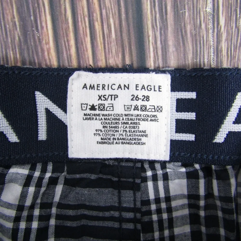 American‎ Eagle NEW Mens XS Boxer Shorts Black Plaid